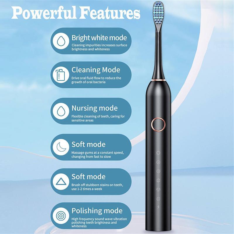 Electric Toothbrush Set, 3 Boxes set Electric Toothbrush & Replacement Brush Heads, Oral Care Product for Adults, Daily Oral Care Product