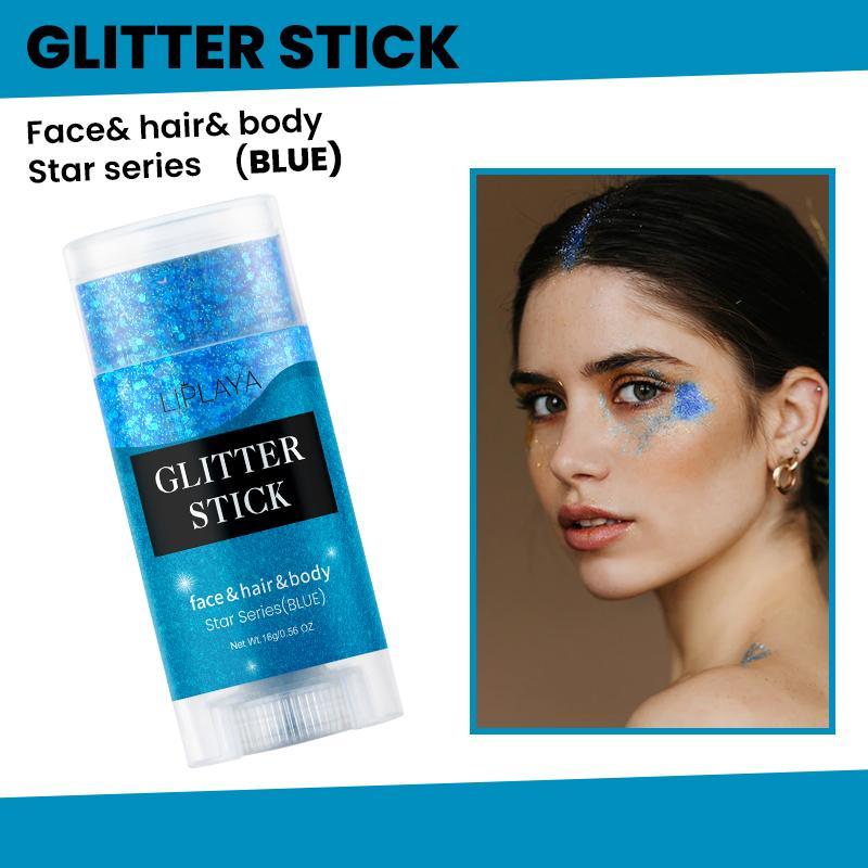 Glitter Luminizer Stick, 1 Count Body Glitter Stick for Christmas Gift, Face Glitter Stick, Shimmering Makeup Stick for Face and Body, Highlighter Makeup Stick for Party, Music Festival