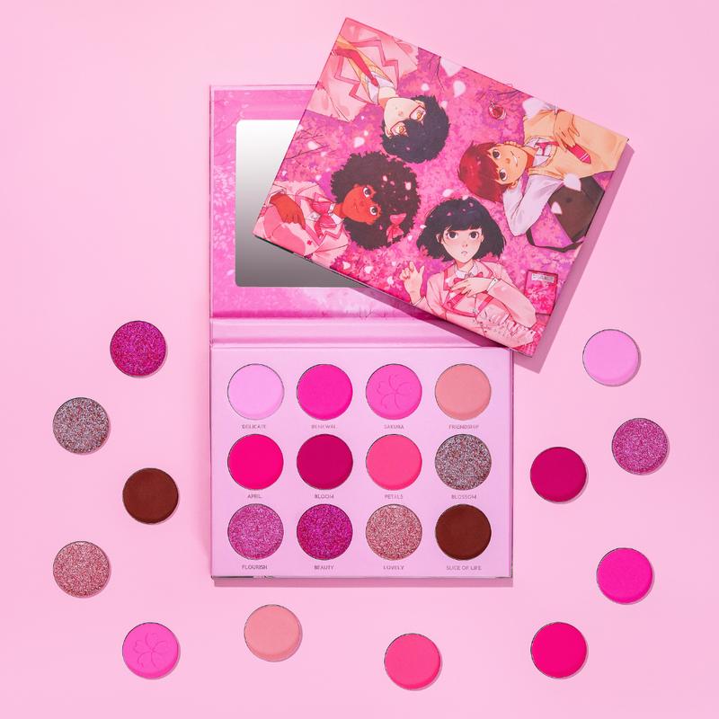 The Sakura Palette, Pink eyeshadow, Pigmented Mattes, Duochrome shimmer, Anime Makeup palette Cherry Color