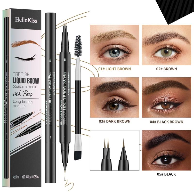 Curved Eyebrow Pen - Microblading Eyebrow Pencil, Waterproof Brow Pencil 2-in-1 Dual-EndedEyebrow Pen with Micro-Fork-Tip Applicator andPrecise Brush-Tip Create Natural-Looking BrowsStay on All Day Makeup Cosmetic precisely myeyebrowtint