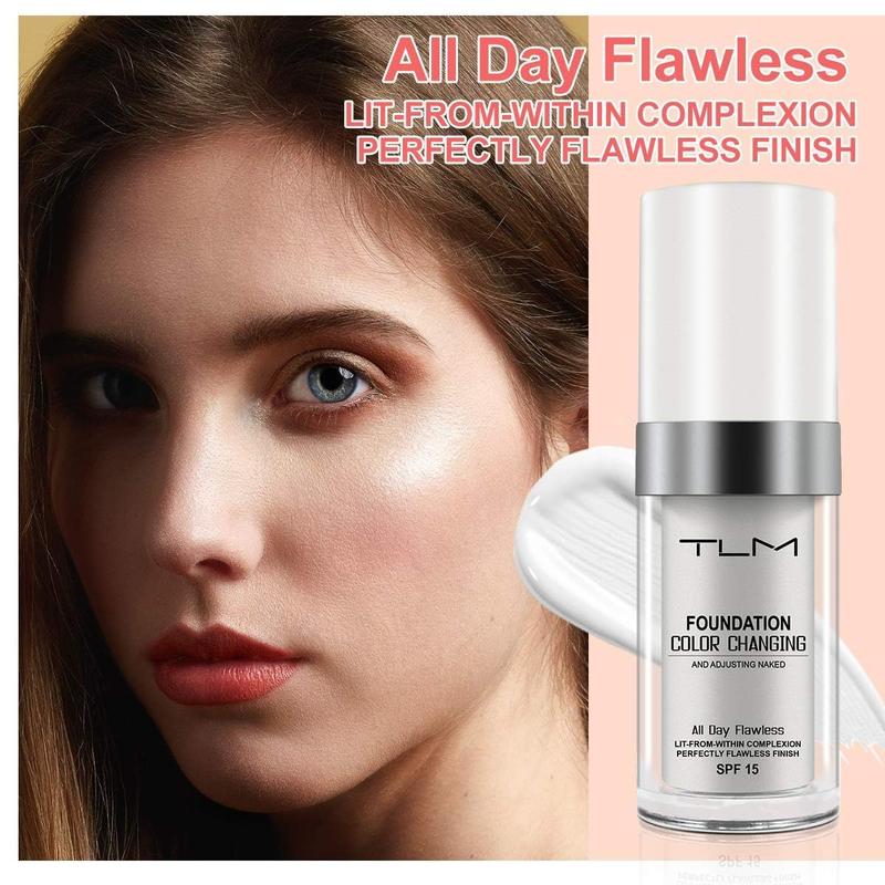 2 Pack TLM Color Changing Foundation Liquid Base Makeup Change To Your Skin Tone By Just Blending, white full coverage foundation Flawless