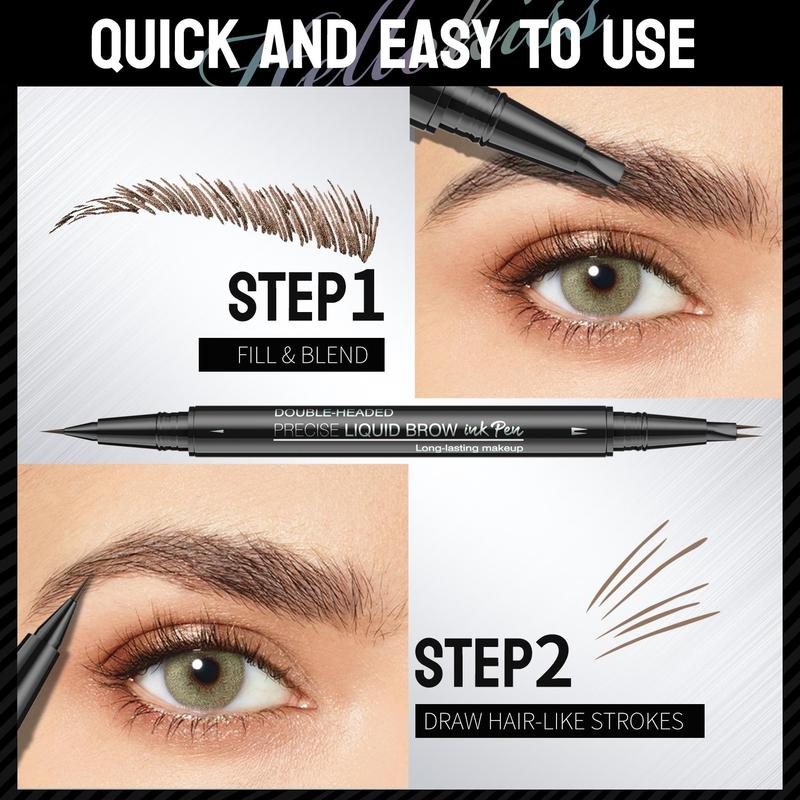 Curved Eyebrow Pen - Microblading Eyebrow Pencil, Waterproof Brow Pencil 2-in-1 Dual-EndedEyebrow Pen with Micro-Fork-Tip Applicator andPrecise Brush-Tip Create Natural-Looking BrowsStay on All Day Makeup Cosmetic precisely myeyebrowtint