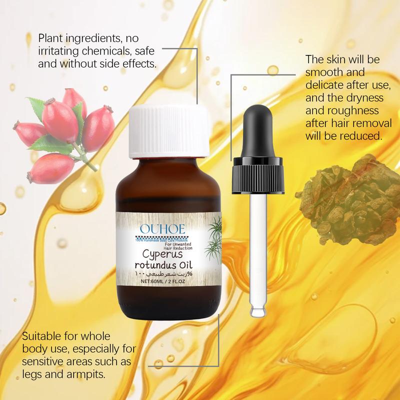 Cyperus Rotundus Oil (60ml), Natural Body Essential Oil for Reducing Body Hair,  Body Care Oil for Women & Men Daily Use