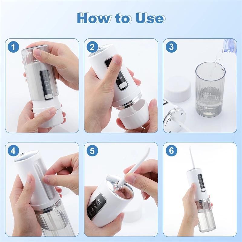 Portable Rechargeable Oral Irrigator, 1 Box 240ML Electric High-pressure Oral Irrigator with 4 Counts Nozzles, Water Flosser for Teeth, Electric Teeth Cleaner, Daily Water Flosser for Home & Travel, Gift for Christmas, Winter Gift