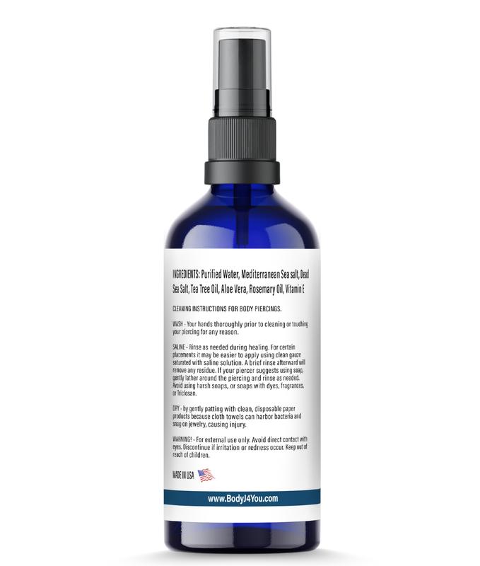 Natural Piercing Aftercare Spray – Fast Healing for Ear, Nose & Body | Pure Saline Solution, 2oz