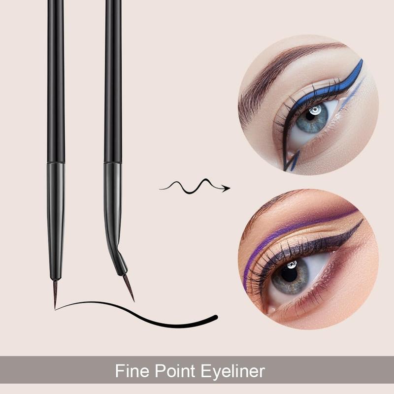 7 Pcs Eyeliner Brush, Angled Flat Definer Eye Liner Makeup Brushes, Ultra Fine Bent Pencil Point Eyeliner Brushes for Precision Liner