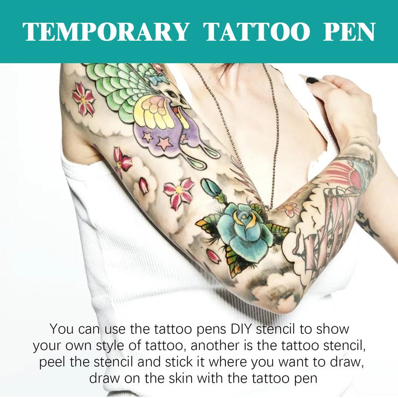 Temporary Tattoo Pen Set Face Arm Body Multi-color Painting DIY Makeup Graffiti Decoration Tattoo Pen DIY Template Temporary Tattoo Show Personality Enhance Charm