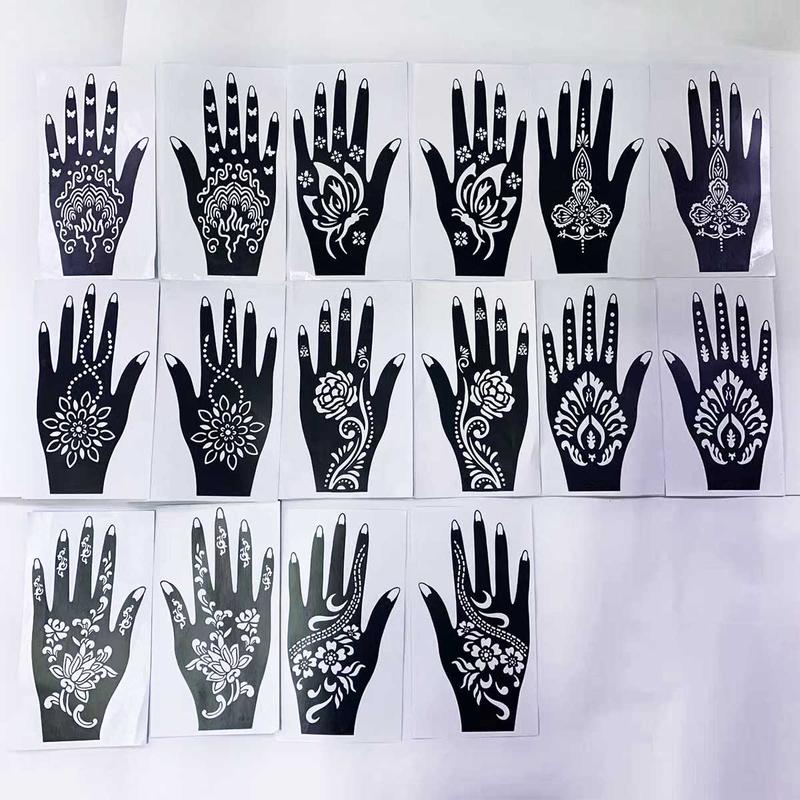 Body Art Stencil Templates, 16 Sheets Temporary Tattoo Stencils, Versatile Designs Template for Tattoo Glitter & Airbrush Body Art