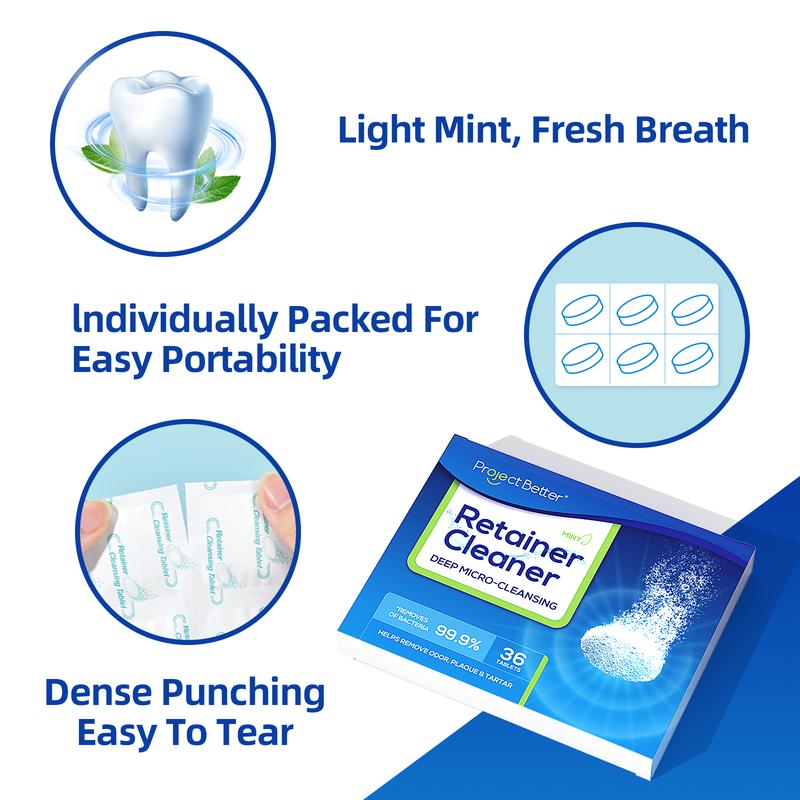 Retainer Cleaner Tablets & Denture Cleaning Tablets for Dental Appliances and Night & Mouth Guard 03