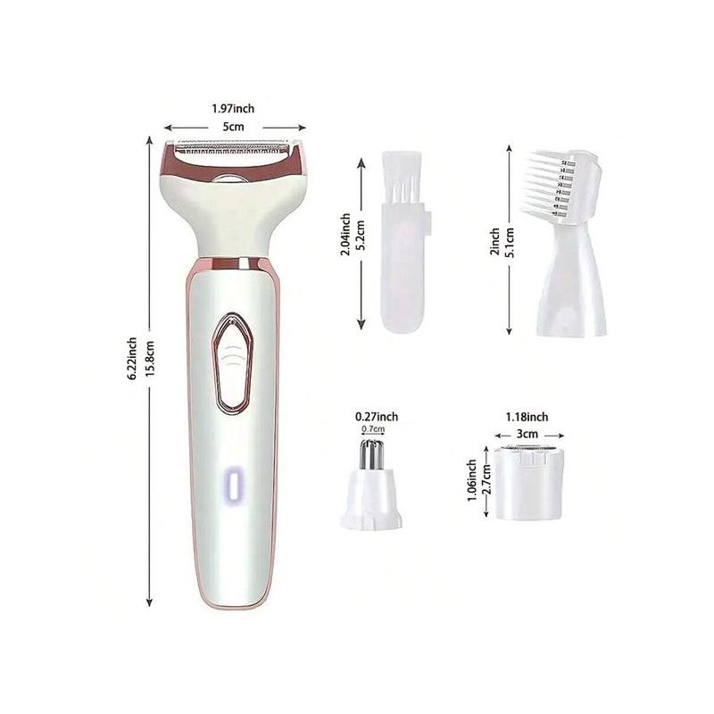 Multi-purpose Electric Razor for Women, 4 in 1 Hair Shaver, Rechargeable Portable USB Ladies Hair Removal Device, Beauty & Personal Care Appliances