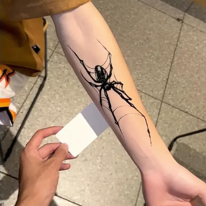 Tiptop Realistic Halloween Giant Spider Forearm Tattoo Sticker, Waterproof Wear-resistant & Non-reflective, Long-lasting 7-15 days