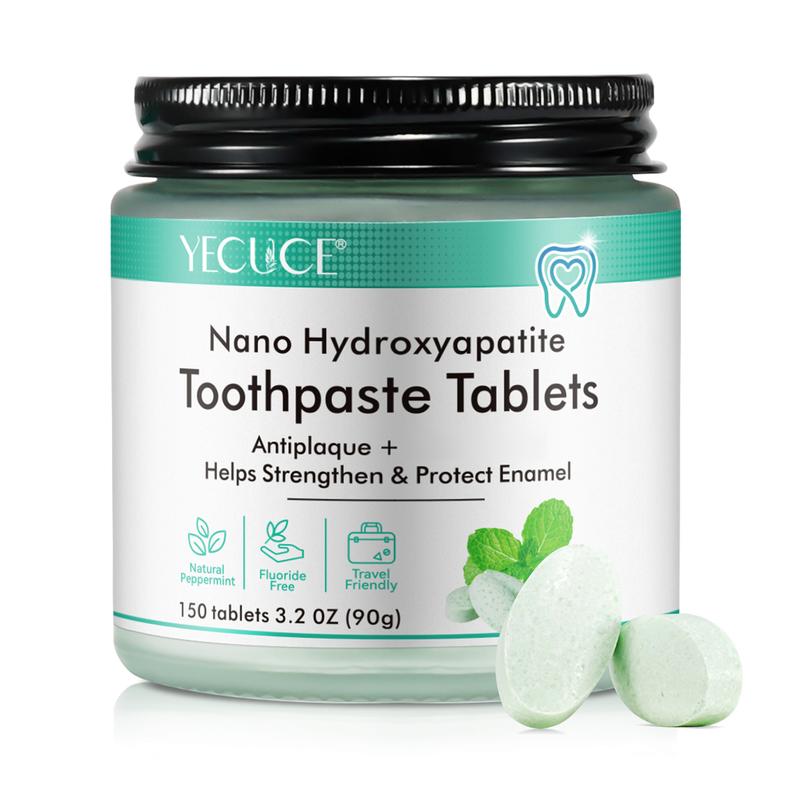 YECUCE Chewable Toothpaste Tablets, Mint Sensitive Toothpaste Tablets, Nano Hydroxyapatite, Travel Mouthwash Tablets, Eco & Portable, Strengthen Teeth, Clean Effectively 150 Tablets, 90g