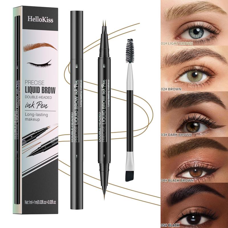 Curved Eyebrow Pen - Microblading Eyebrow Pencil, Waterproof Brow Pencil 2-in-1 Dual-EndedEyebrow Pen with Micro-Fork-Tip Applicator andPrecise Brush-Tip Create Natural-Looking BrowsStay on All Day Makeup Cosmetic precisely myeyebrowtint