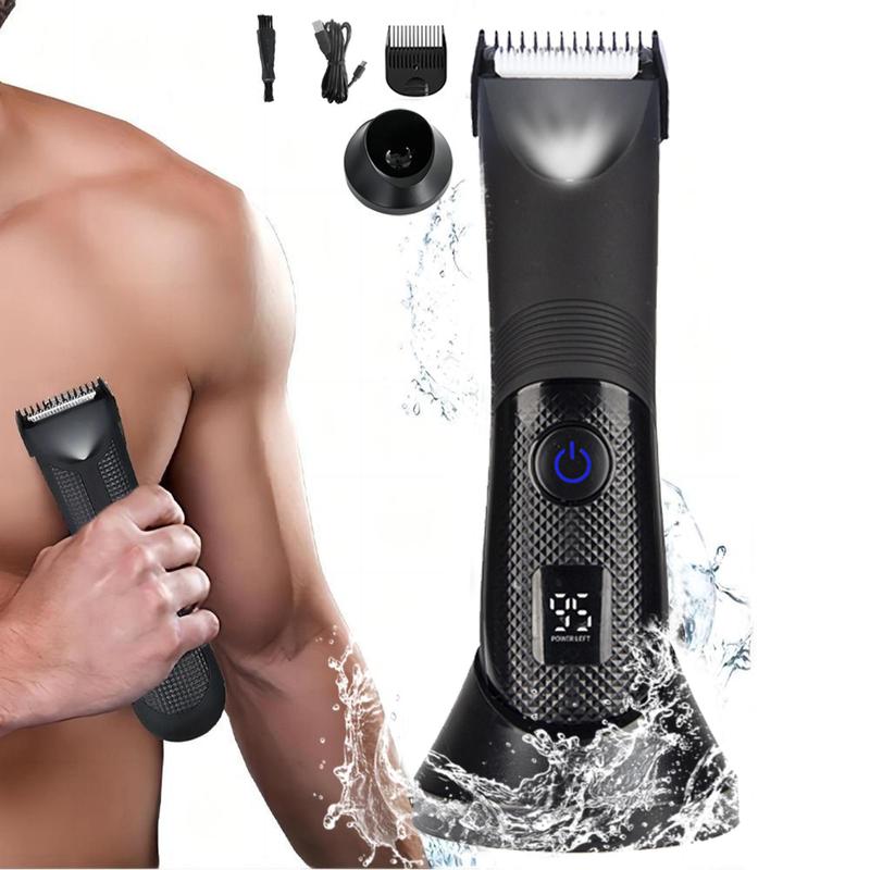 Electric Body Hair Trimmer, Waterproof Groin Hair Trimmer, Rechargeable Body Hair Clipper, Safety Body Groomer for Men, Halloween, Christmas, Fall, Winter Gift, Gift