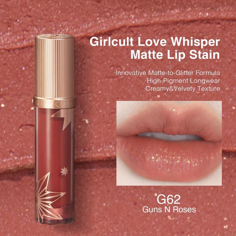 GIRLCULT Moisturizing Matte Lipstick, Long Lasting Easy Coloring Lip Gloss, Matt Finish Lip Stain for Girls, Stocking Fillers Gift, Lip Shades