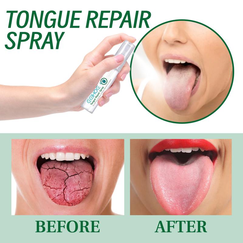 EELHOE tongue repair spray repairs white tongue coating relieves dry and swollen tongue oral care spray Portable to relieve pain, eliminate swelling, clean tongue repair spray, promote oral health