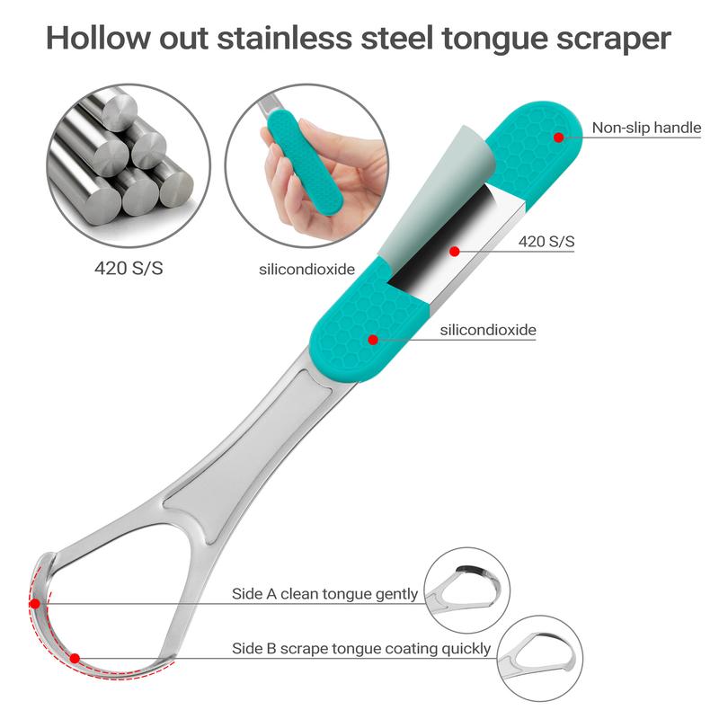 2 Packs Stainless Steel Tongue Scraper Cleaner for Bad Breath Oral Daily