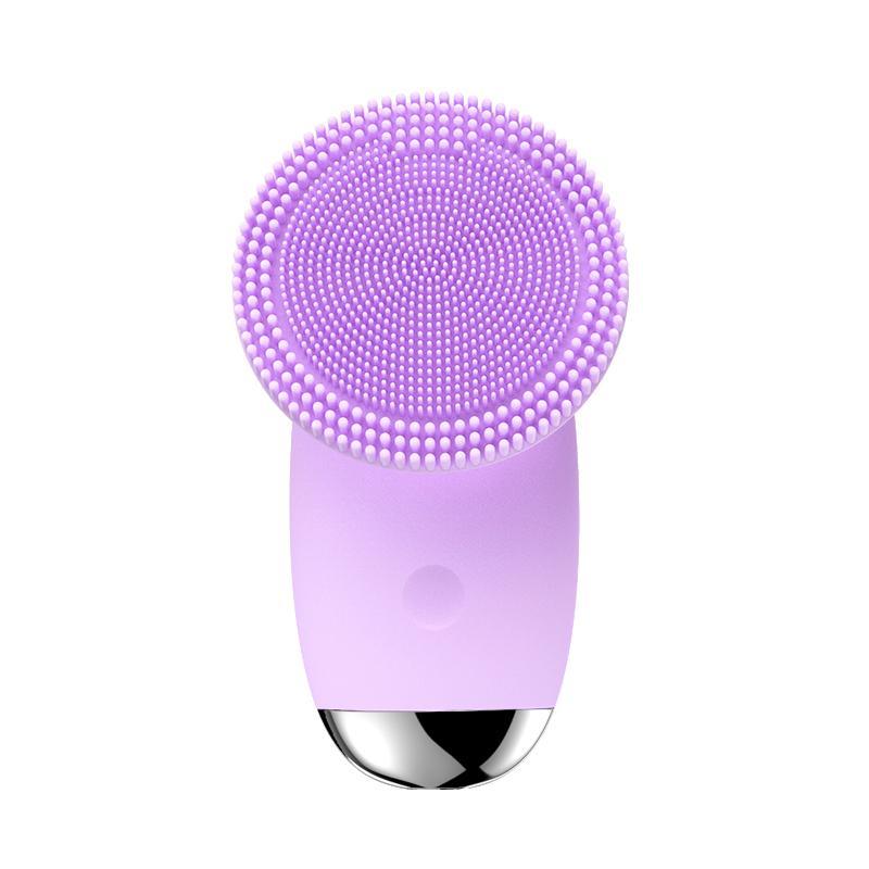 Electric Sonic Facial Cleansing Brush, Facial Cleanser Facial Cleaning Device, Face Scrubber Attraction Face Brush, Cleaning Milk Silica Gel Purple Face Brush, Face Cleaning Tool