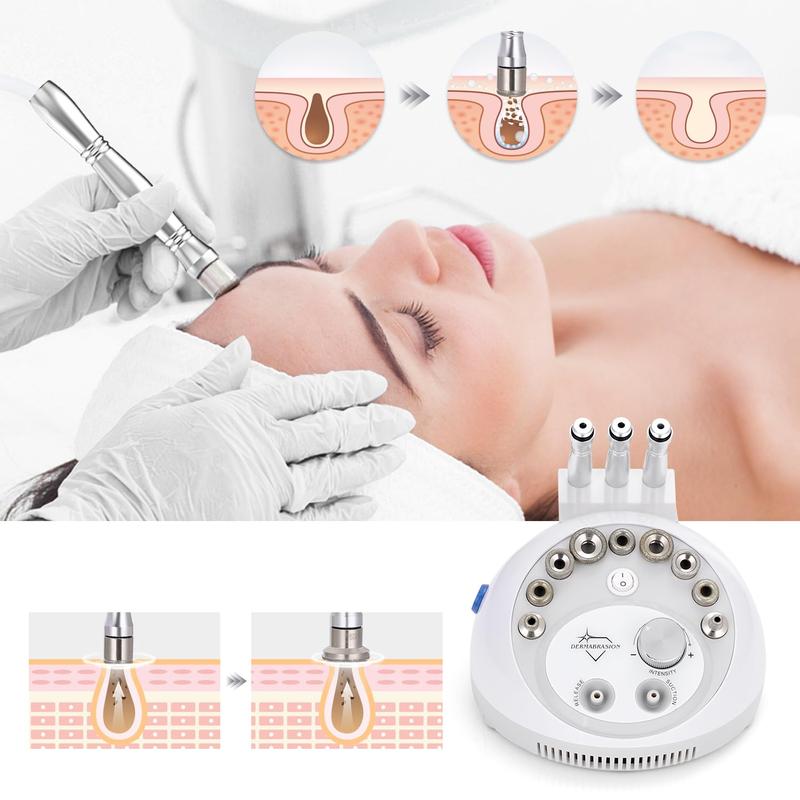 Microdermabrasion Machine - UNOISETION 4 IN 1 Diamond Microdermabrasion Dermabrasion Machine Professional for Blackhead Removal, Deep Moisturizing, with Facial Scrubber Spatula for Facial Cleansing powerful suction