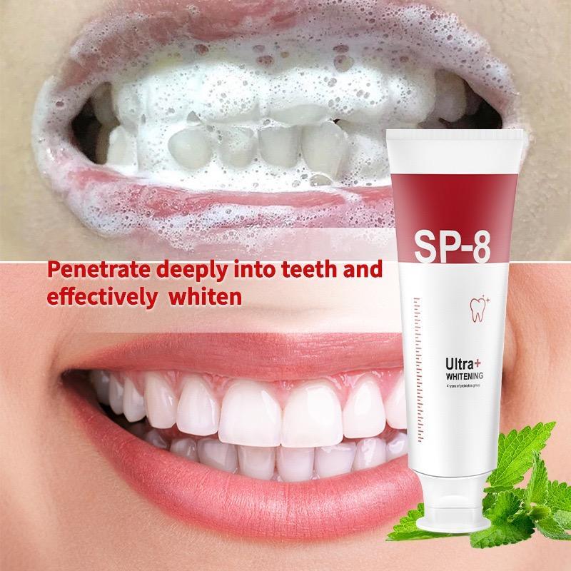 SP-8 Probiotic Toothpaste: Gently cleanses and whitens teeth, removes smoke and coffee stains, freshens breath whitening and oral care gift.SP-8 Probiotic Ultra+ Whitening Healthy Toothpaste - Deep Clean, Refresh Breath, Care for the Mouth Cleansing