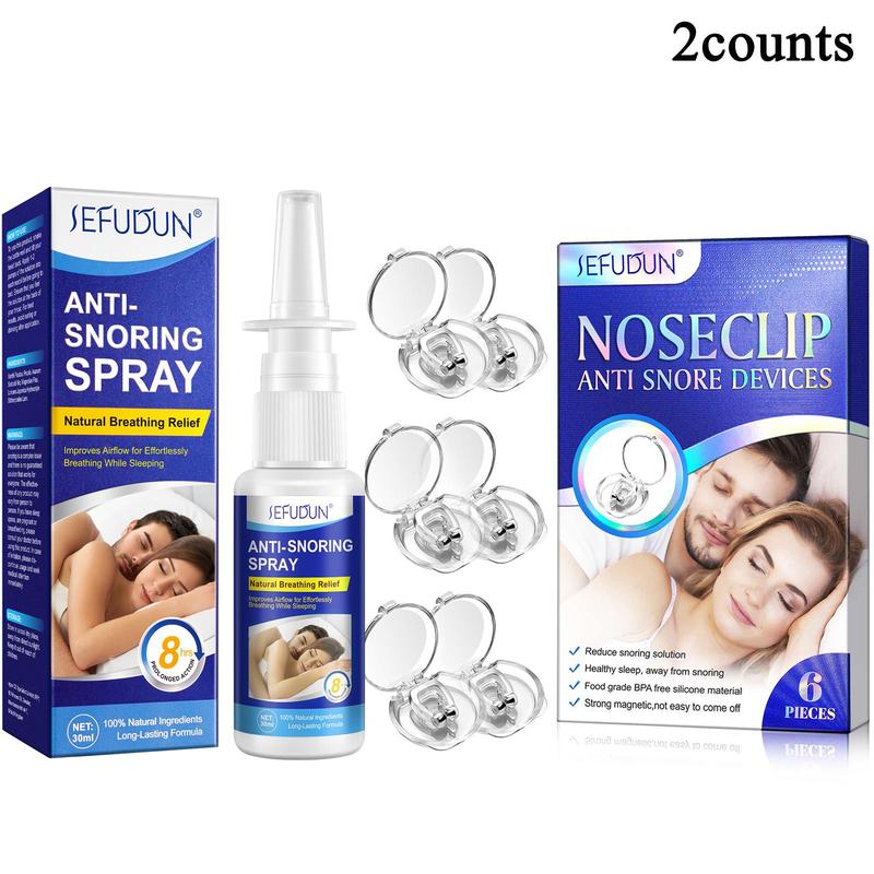 Nose Clip & Anti Snoring Spray, 2 Counts Improve Airflow and Relieve Nasal Congestion Products, Nasal Treatment for Men & Women