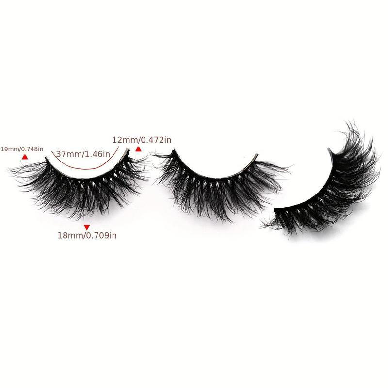 Fluffy False Eyelashes, Wispy 19mm Faux Cluster Lashes, Natural Curling Eye Makeup Strip Lashes for Women & Girls Eye Makeup Enhancement