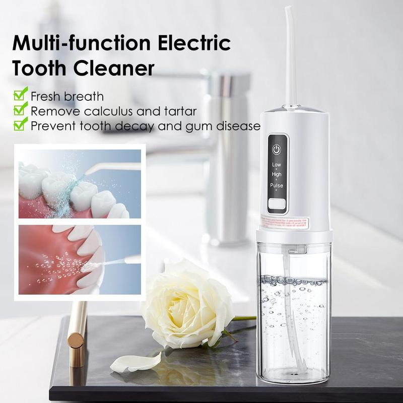 Portable Rechargeable Oral Irrigator, 1 Box 240ML Electric High-pressure Oral Irrigator with 4 Counts Nozzles, Water Flosser for Teeth, Electric Teeth Cleaner, Daily Water Flosser for Home & Travel, Gift for Christmas, Winter Gift