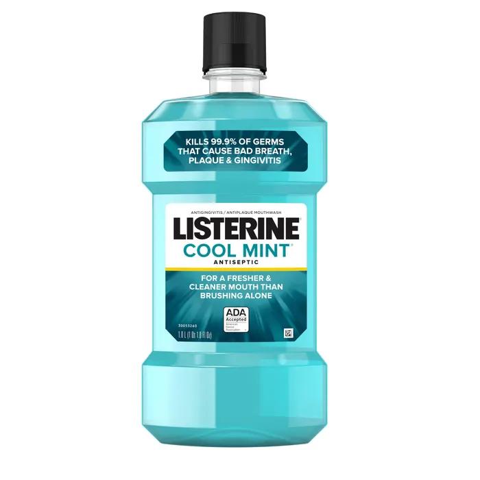 Listerine Cool Mint Antiseptic Mouthwash for Bad Breath & Plaque 1 L Oral Daily