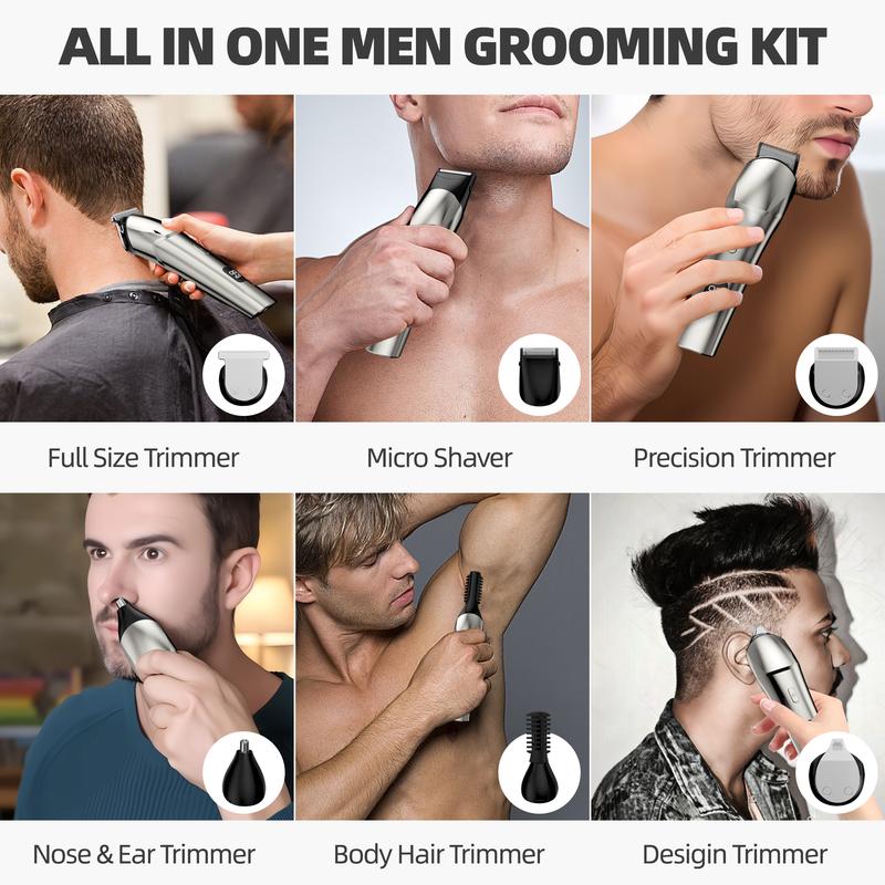 Beard Trimmer for Men - 11 In 1 Mens Grooming Kit with Hair Clippers, Electric Razor, Shavers for Mustache, Body, Face, Nose & Ear Hair Trimmer, Gifts for Men, Waterproof