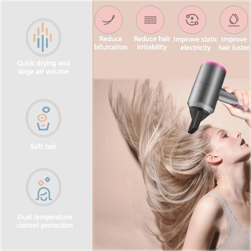 Polycom-2000W Hair Dryer Anion Hair Dryer with Attachment Diffuser & Nozzles, 2 Speeds Fast Dry with Constant Temperature, Home Use Portable Foldable