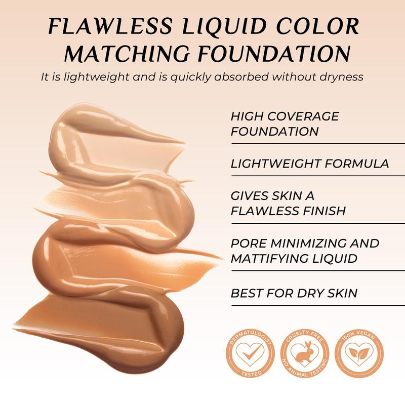 Long-lasting Hydrating Foundation, Moisturizing Full Coverage Flawless Makeup Cream, Lightweight Concealer Foundation, Makeup Product for Women & Girls