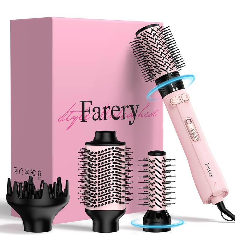 FARERY 4-in-1 Rotating Hair Dryer Brush Set with Interchangeable 1.25