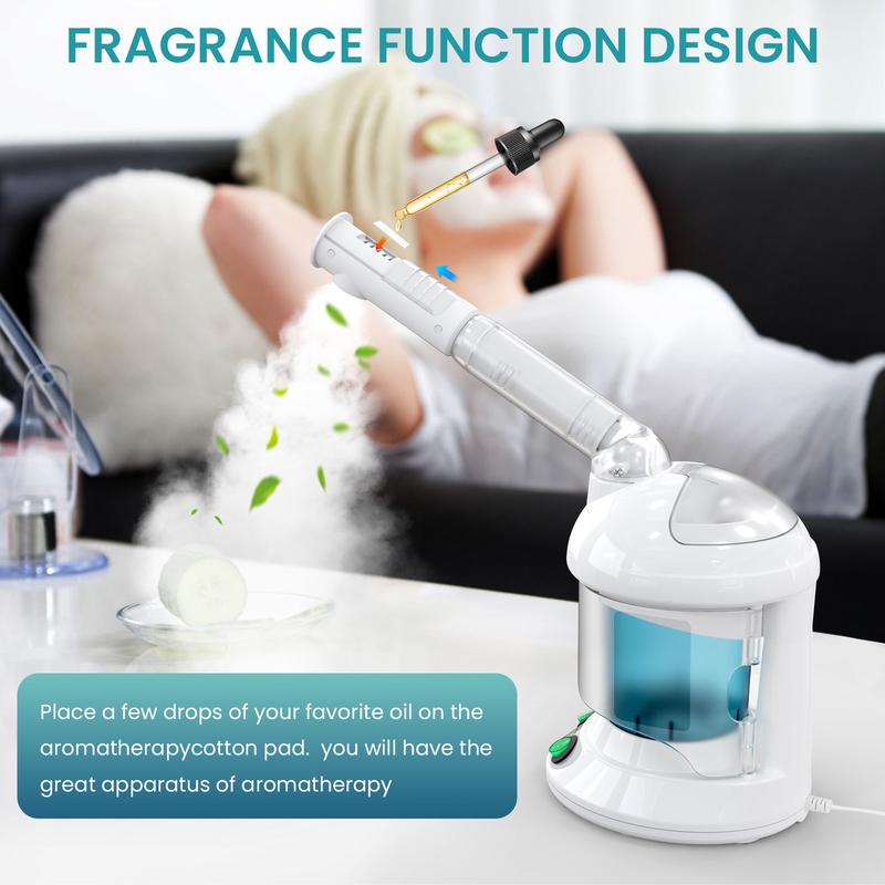 Fulog Portable Facial Steamer, Summer Comfort - Nano Ionic Face Steamer with Extendable 360° Rotating Arm - Portable Facial Steamer for Personal Care at Home or Salon,Perfect Gift Christmas,Thanksgiving Day