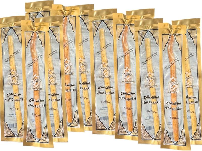 (10 Pack) Thin Sewak Al-Falah Miswak Natural Toothbrush Thin Sticks Oral Traditional Comfort