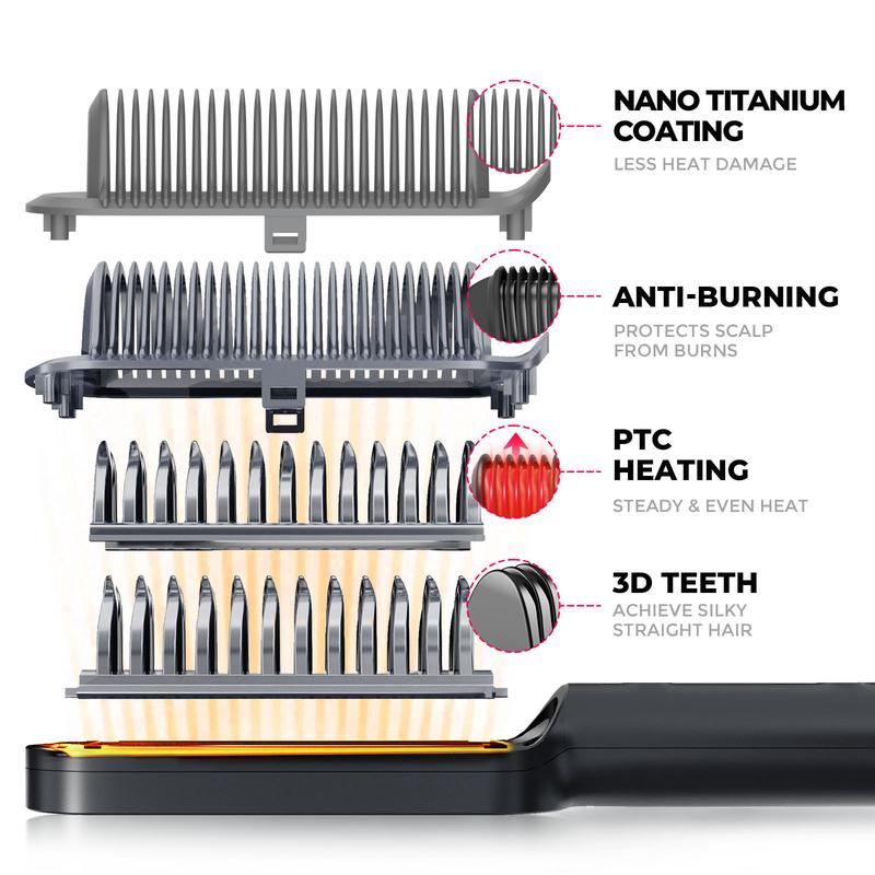 TYMO Ring Plus Ionic Hair Straightener Brush & Rovy Compact & Hair Oil - Compacted Wave Curling Iron for Easy Comfort Styling hair