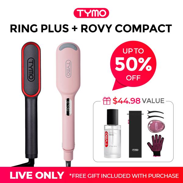 TYMO Ring Plus Ionic Hair Straightener Brush & Rovy Compact & Hair Oil - Compacted Wave Curling Iron for Easy Comfort Styling hair