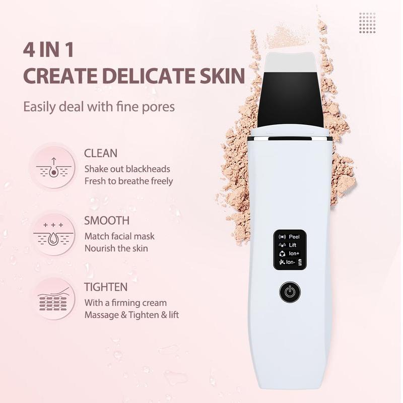 Ultrasonic Facial Skin Scrubber, 4 Modes Face Pore Cleaner, Facial Skin Care Tool for Women & Men, Christmas Gift