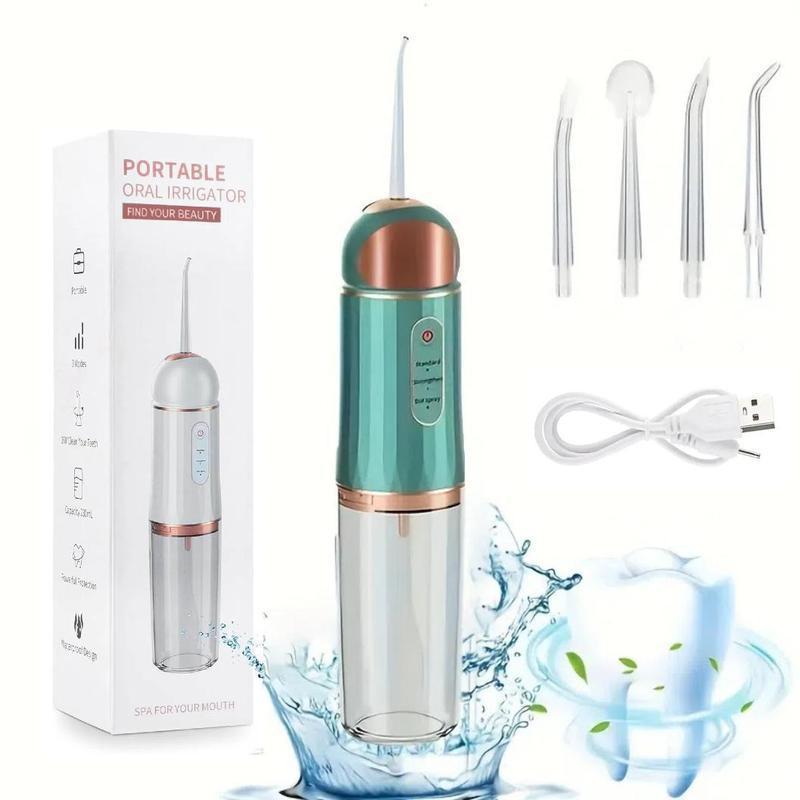 Rechargeable Electric Oral Irrigator, 1 Box Portable Oral Irrigator with 4 Counts Nozzles, Oral Cleaning Tool for Men & Women