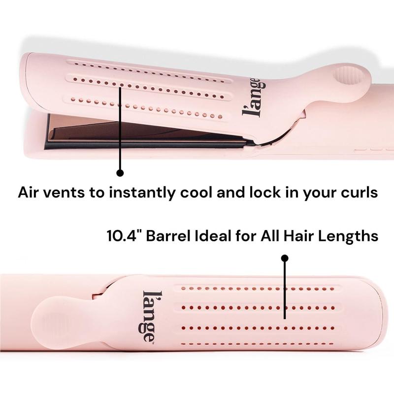 L'ANGE HAIR Le Duo Standard 360° Airflow Styler | 2-in-1 Curling Wand & Titanium Flat Iron Hair Straightener | Professional Hair Curler with Cooling Air Vents | Dual Voltage & Adjustable Temp (Blush)