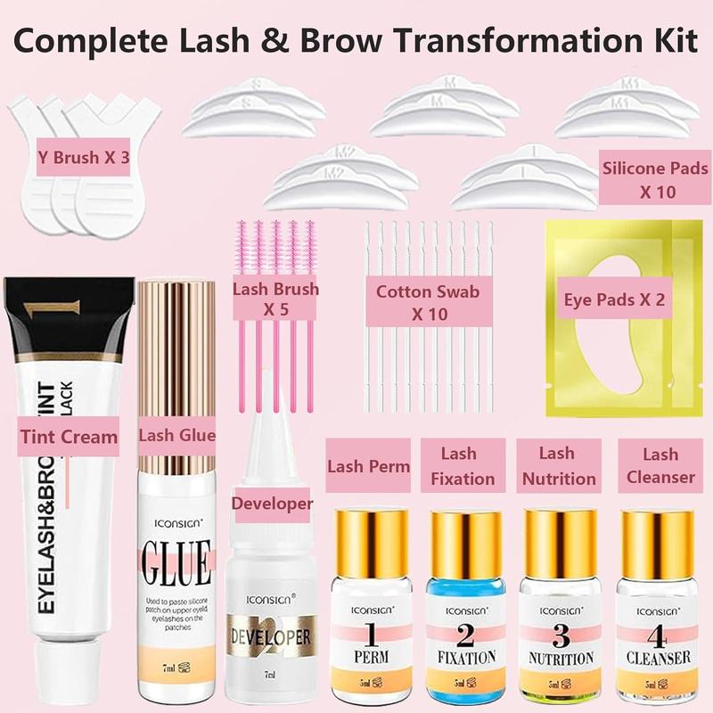 Eyelash Lift & Tint Kit, Summer Gifts, 12pcs set Semi-permanent Eyebrow Lift & Perm Kit for Daily Makeup, Diy Hair Dying Tools Kit for Home & Beauty Salon Use, Cosmetic Products, Makeup Products, Girly Room Accessories Makeup, Stocking Fillers