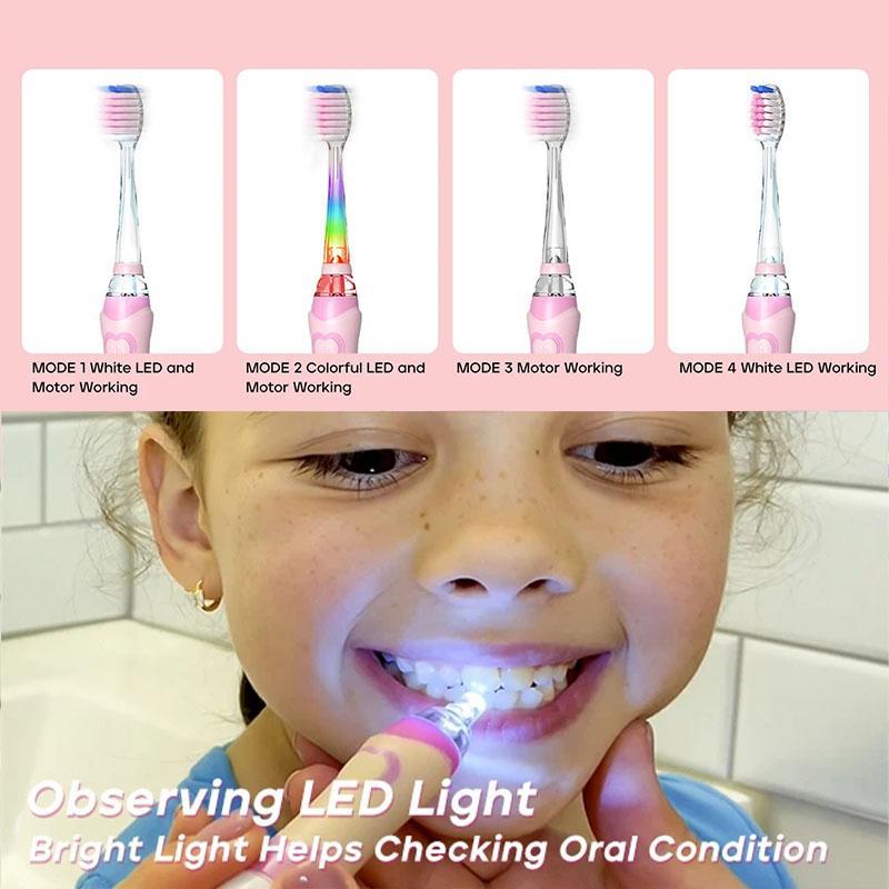 Electric Toothbrush for Kids, 1 Box Battery Powered Sonic Toothbrush with Colorful LED Light, Soft Bristles Teeth Cleaning Oral Care Tool for Children