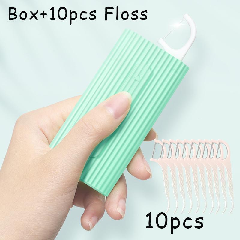 Portable Dental Floss with Double Side Outlet Storage Box, 10pcs set Dental Floss Pick Daily Oral Care Product, Oral Care Tool for Home & Travel, Christmas Gift