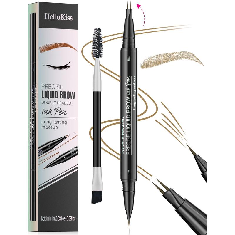 Curved Eyebrow Pen - Microblading Eyebrow Pencil, Waterproof Brow Pencil 2-in-1 Dual-EndedEyebrow Pen with Micro-Fork-Tip Applicator andPrecise Brush-Tip Create Natural-Looking BrowsStay on All Day Makeup Cosmetic precisely myeyebrowtint