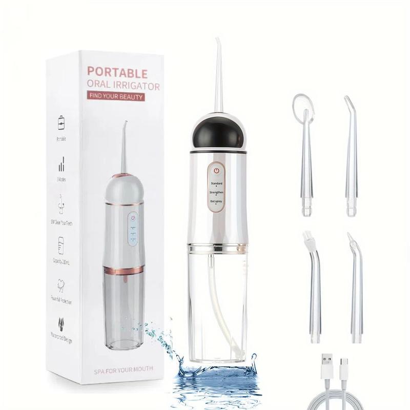 Rechargeable Electric Oral Irrigator, 1 Box Portable Oral Irrigator with 4 Counts Nozzles, Oral Cleaning Tool for Men & Women