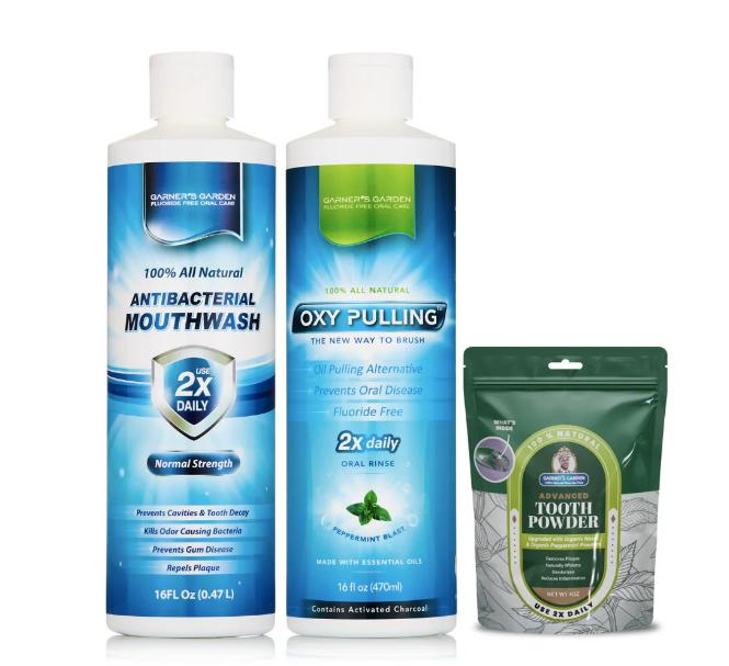 Garner's Garden Oral Care Trio Tooth Powder and Mouthwash