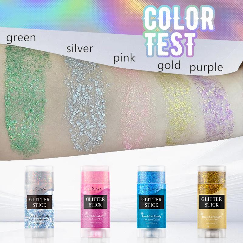 Glitter Luminizer Stick, 1 Count Body Glitter Stick for Christmas Gift, Face Glitter Stick, Shimmering Makeup Stick for Face and Body, Highlighter Makeup Stick for Party, Music Festival