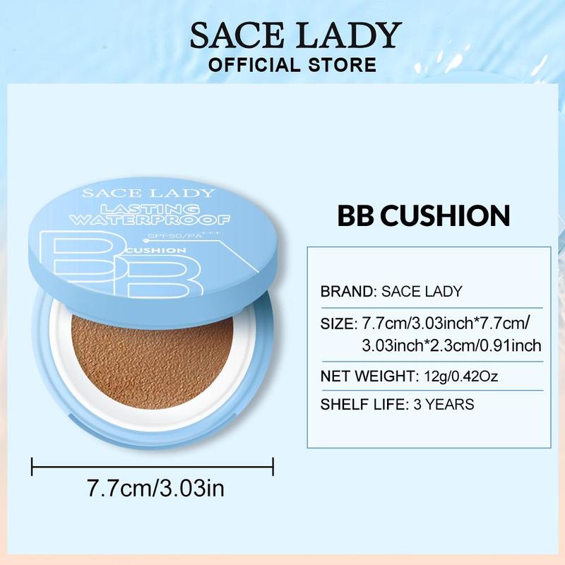 Waterproof BB Cushion, Long-lasting Oil Control Air Cushion, Coverage Matte Natural Finish Foundation, Makeup Accessories