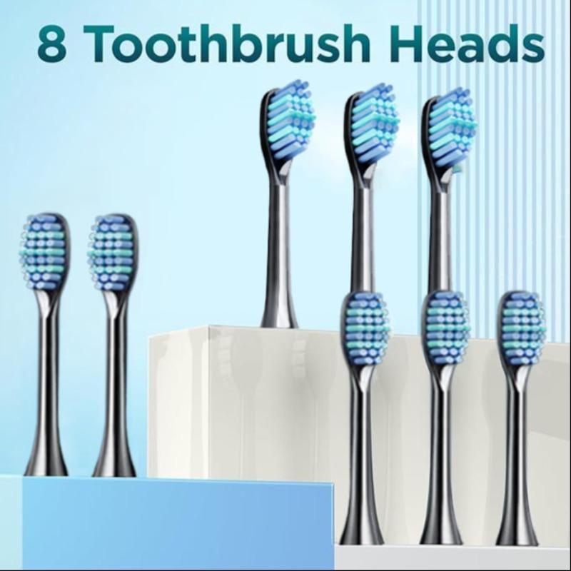 Electric Toothbrush Set, 1 Set Rechargeable Sonic Teeth Cleaning Toothbrush with 8 Counts Replacement Brush Heads & Travel Case, Oral Care Product for Adults, Christmas Gift