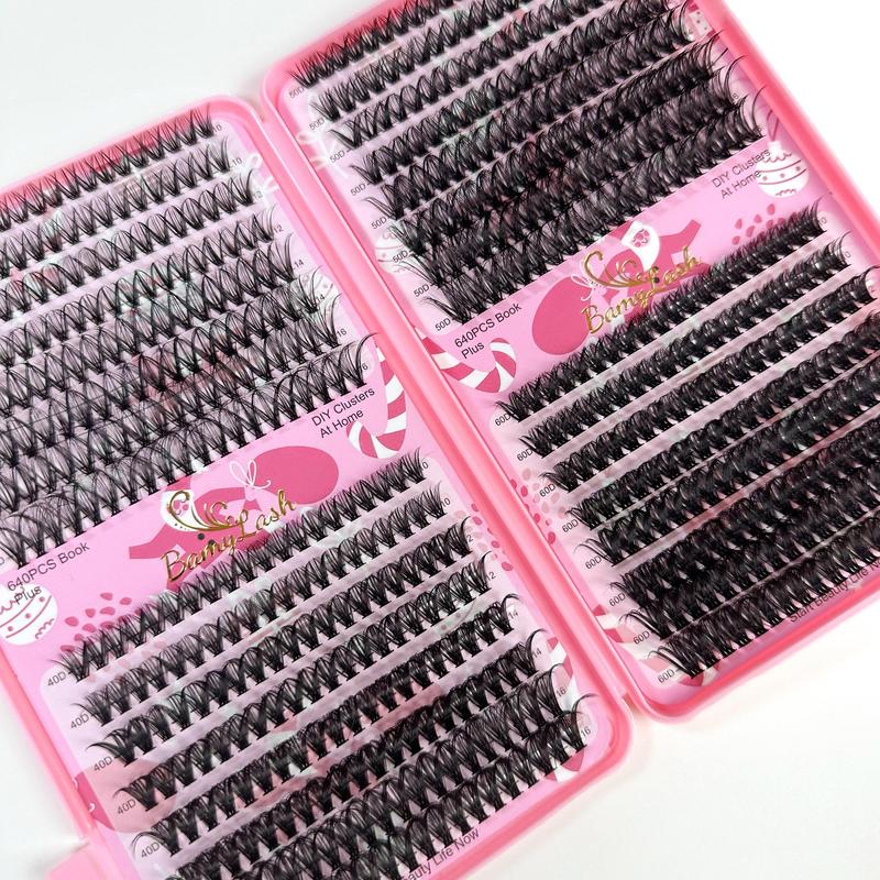 3D Fluffy False Eyelashes with Eyelash Extension Glue & Tweezers & Brush & Glue Remover & Eyelash Curler, Mixed Length Styles Mixed Extension DIY Cluster Lashes with Tools, Lashes Extension Kit, Stocking Fillers Gift, Christmas Gift