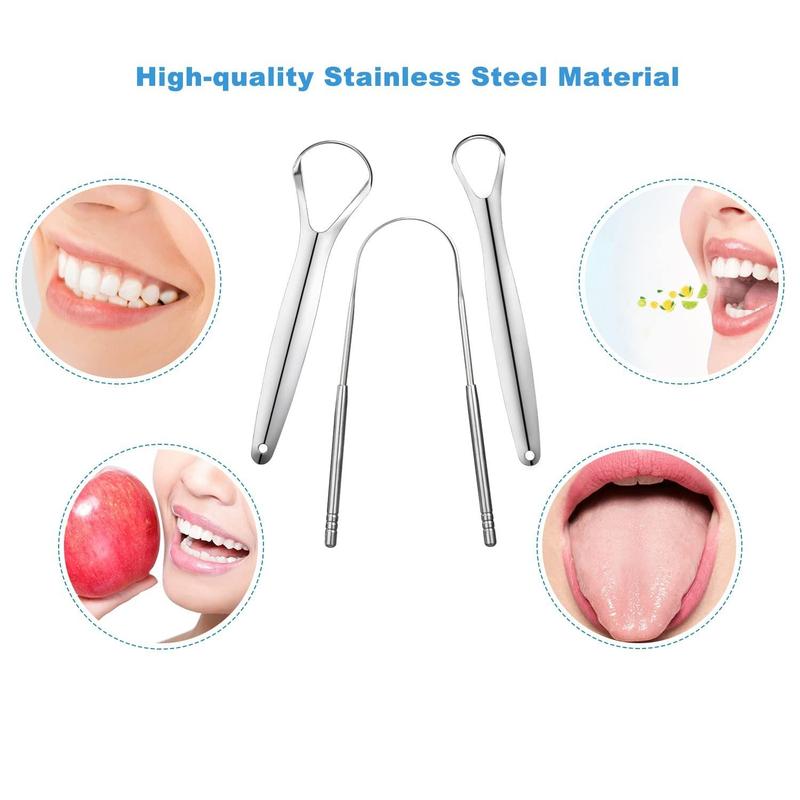 Stainless Steel Tongue Scraper, 12pcs set Portable Tongue Scraper, Oral Care Tool for Adults, Oral Care Product for Home & Travel